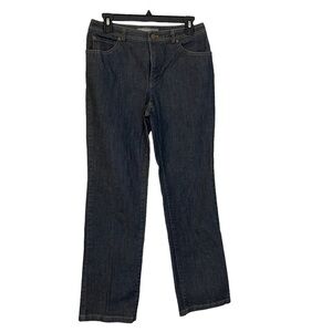 Ellen Tracy Dark Wash Straight Leg Denim Jeans 5 pocket Petite. Size 8P